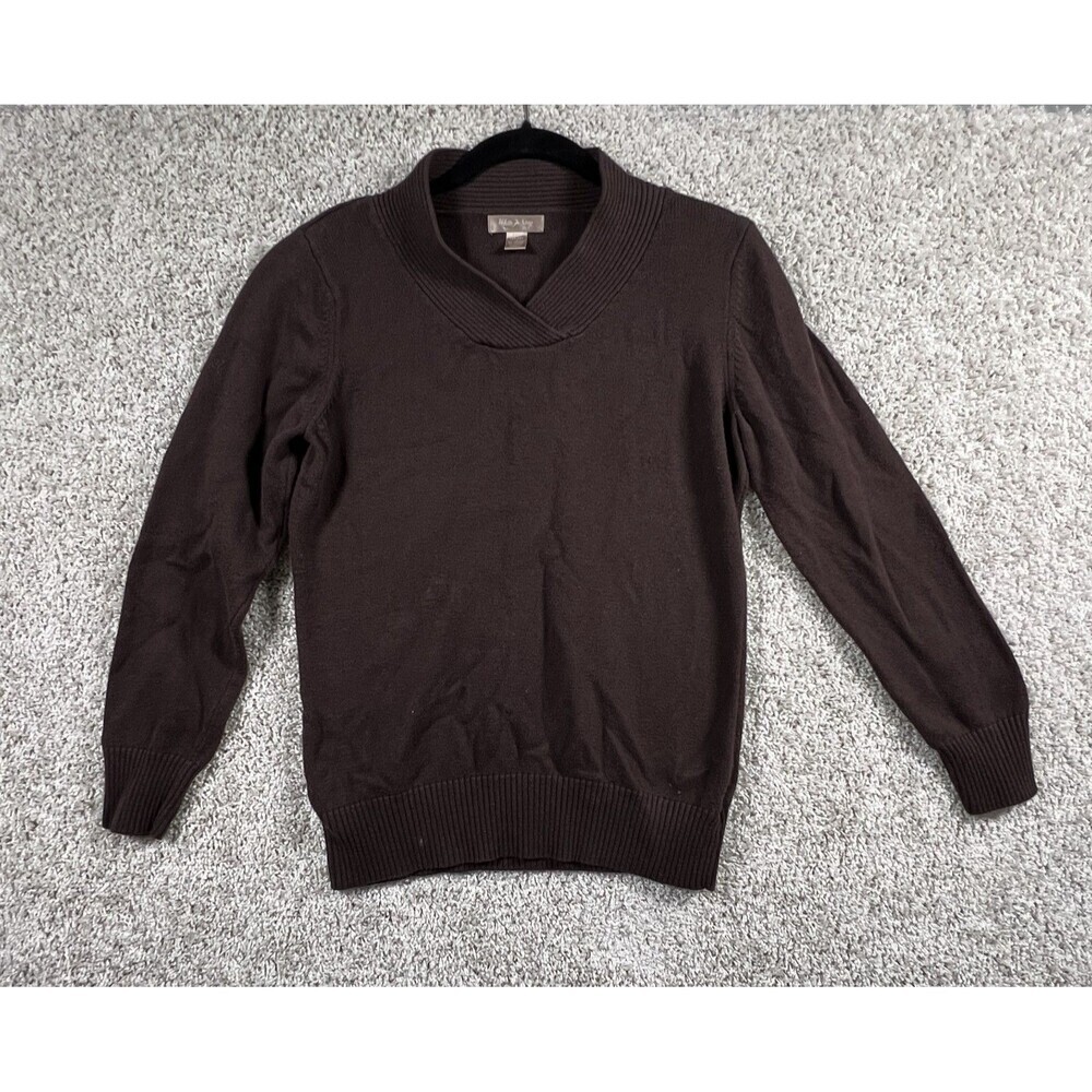 White Stag Brown Knit Sweater Women L 12-14 Soft Casual Pullover